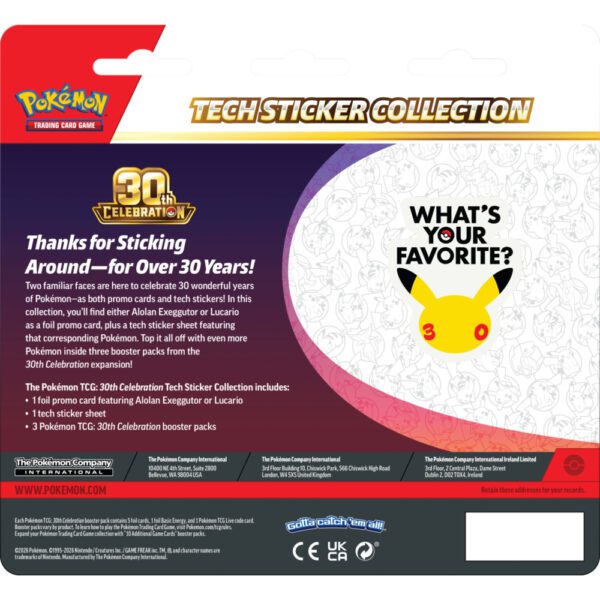 Pokemon TCG: 30th Celebration - Tech Sticker Collection Lucario